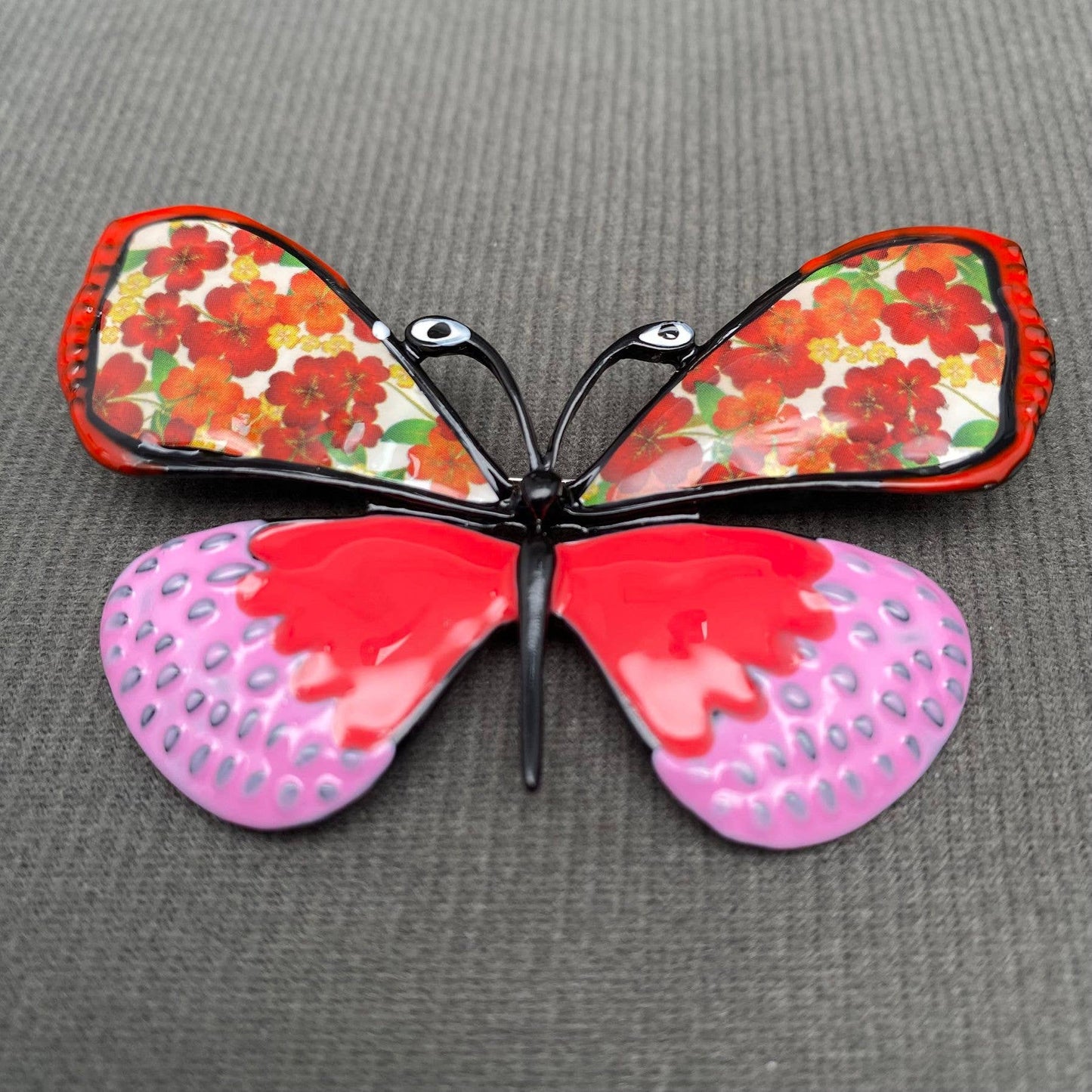 Colored Enamel Butterfly Brooch