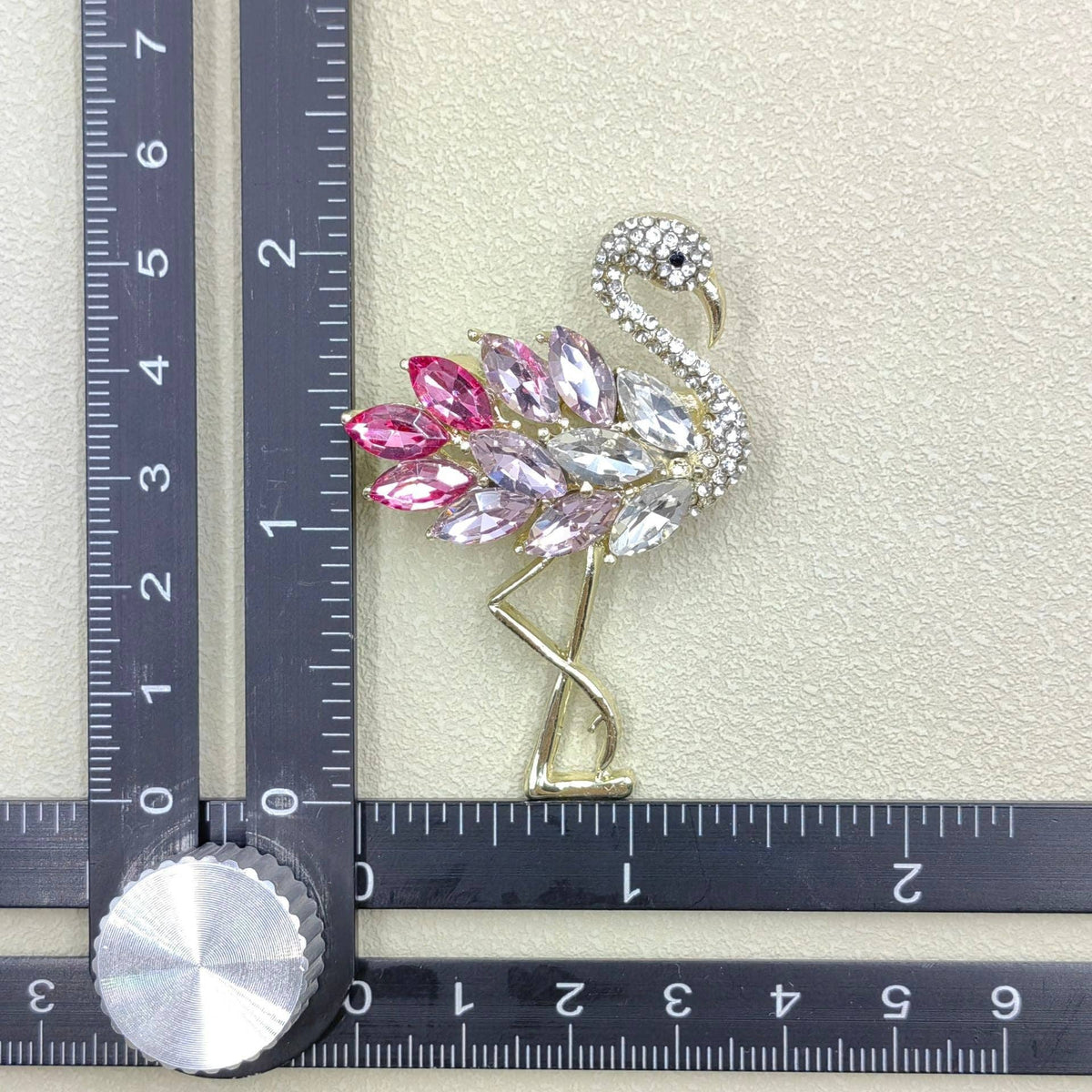 Sparkling Glass & Rhinestone Flamingo Brooch