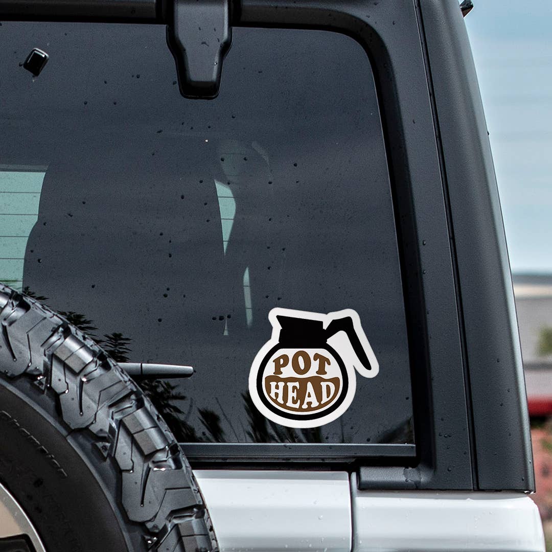 Coffee Pot Head Sticker Vinyl Decal