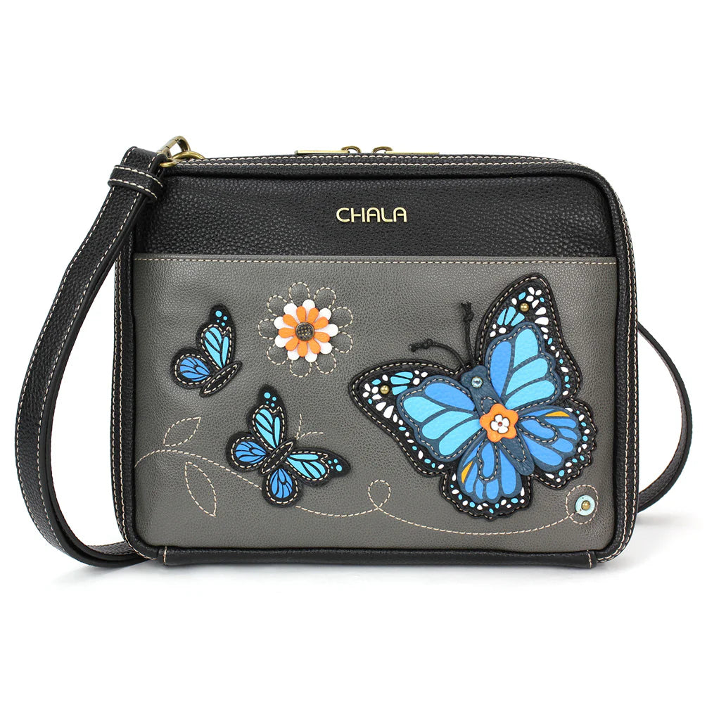 CHALA Companion Organizer Crossbody Purse - Blue Butterfly