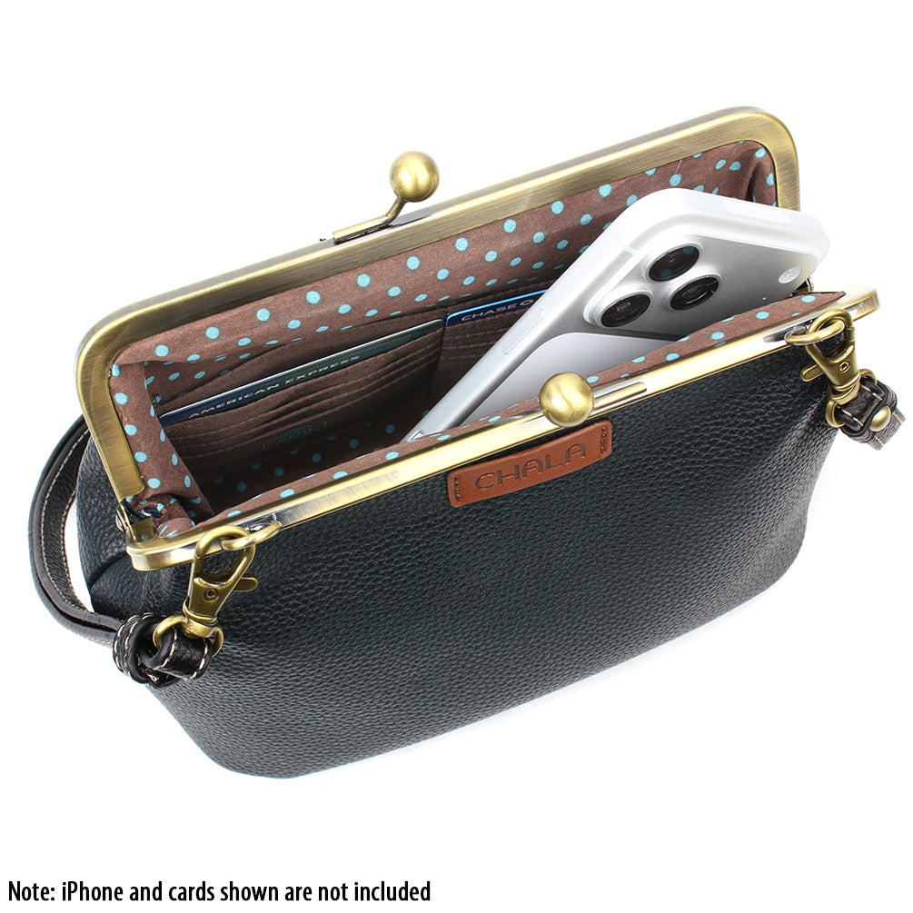 CHALA - Kisslock Crossbody Purse - Blue Butterfly