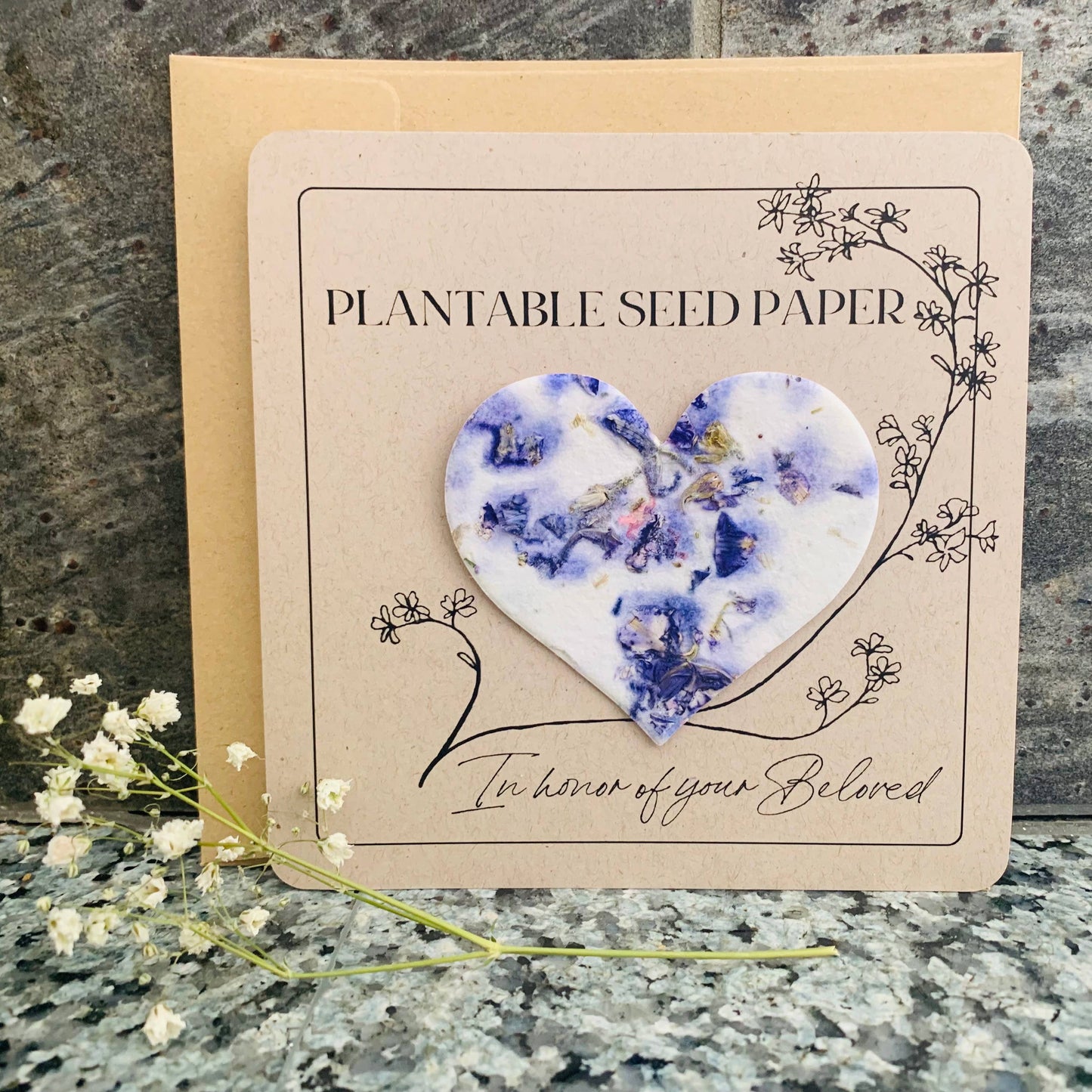 Plantable Seed Paper (Indigo) - Memorial, Sympathy, Tribute
