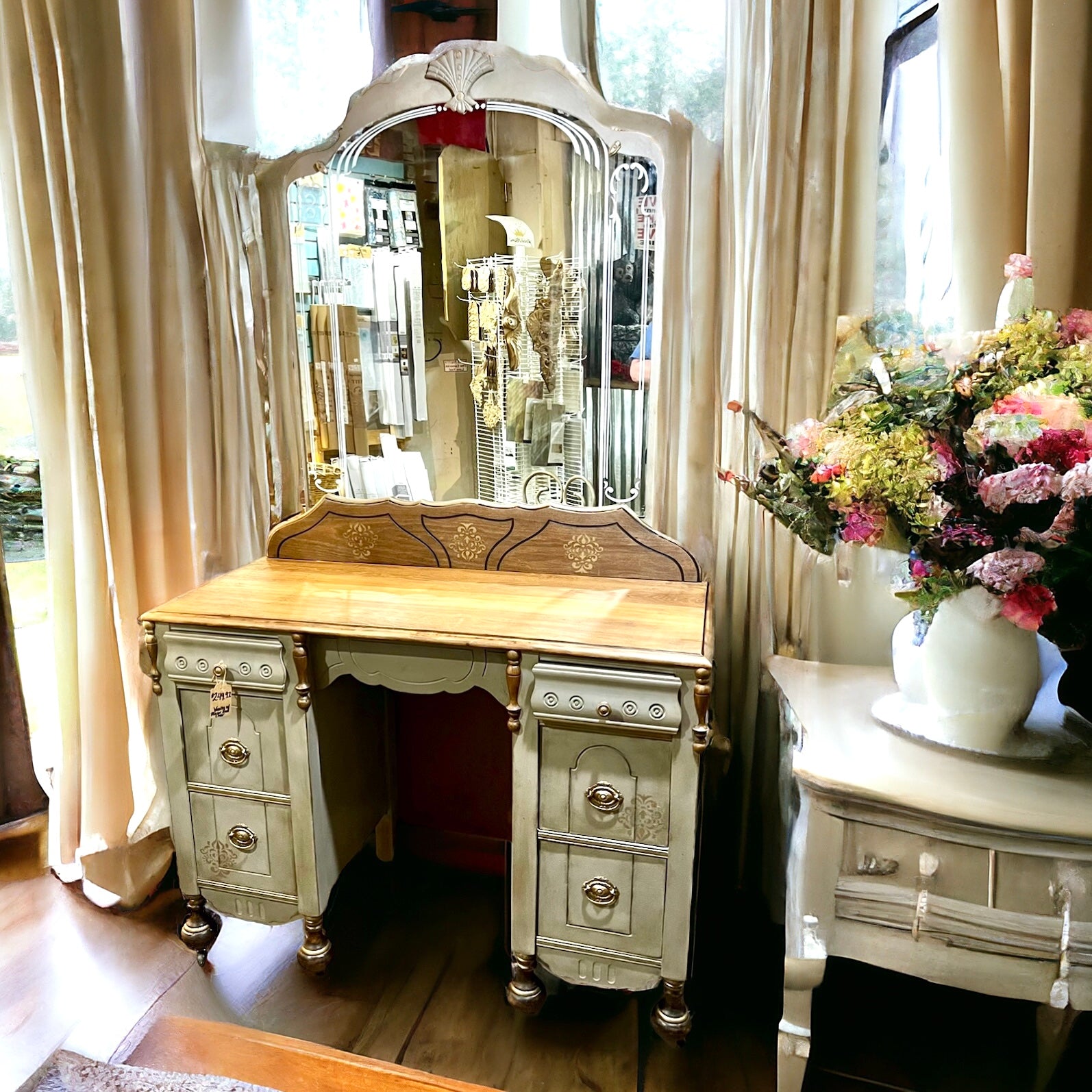 old fashioned vanity dresser Acme Vendome Cherry Vanity Desk