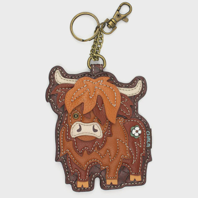 CHALA Highland Cow Key Fob, Coin Purse, Purse Charm