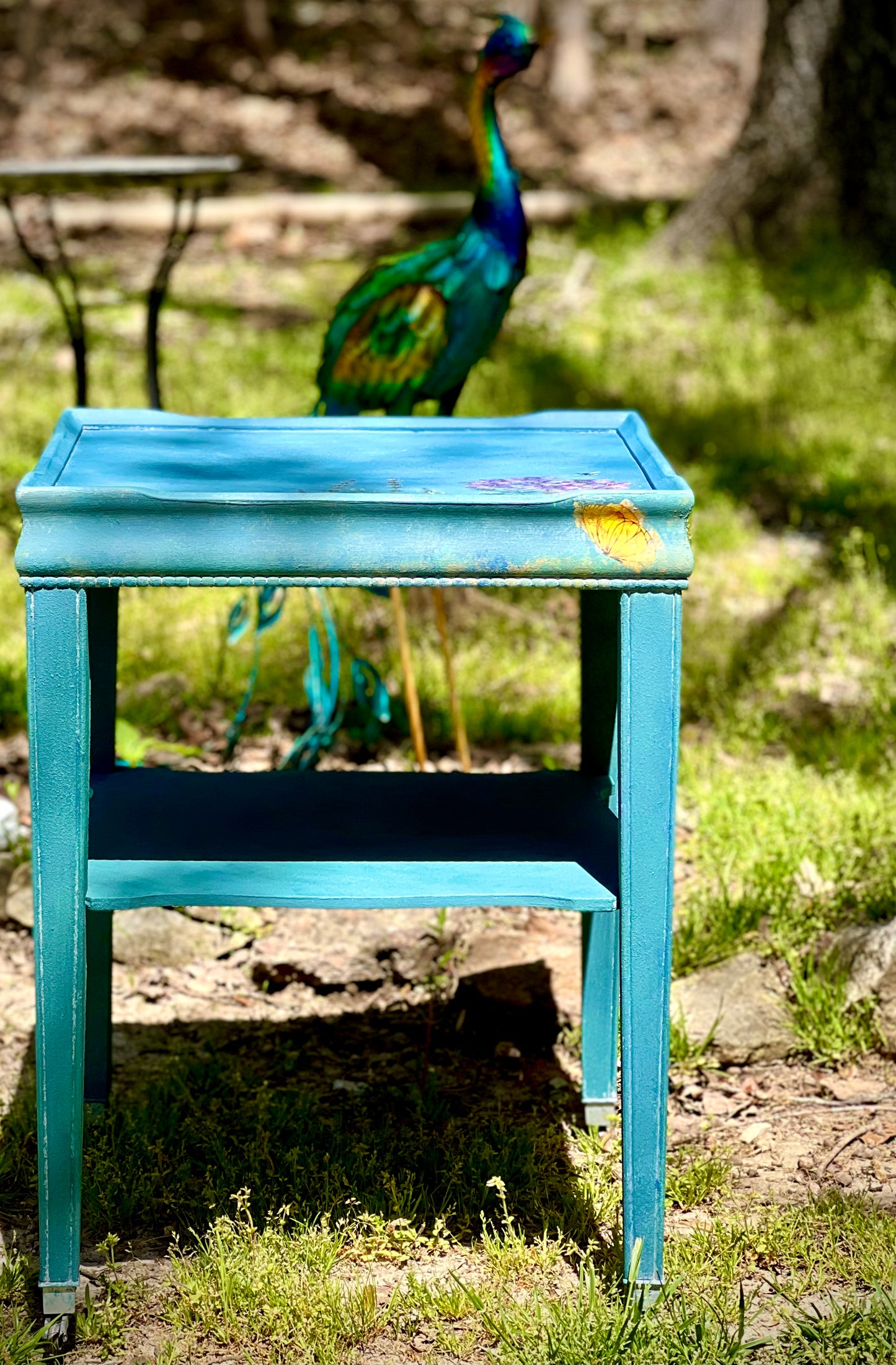 Whimsical Table painted with Annie Sloan Giverny and sealed with clear Annie Sloan Wax