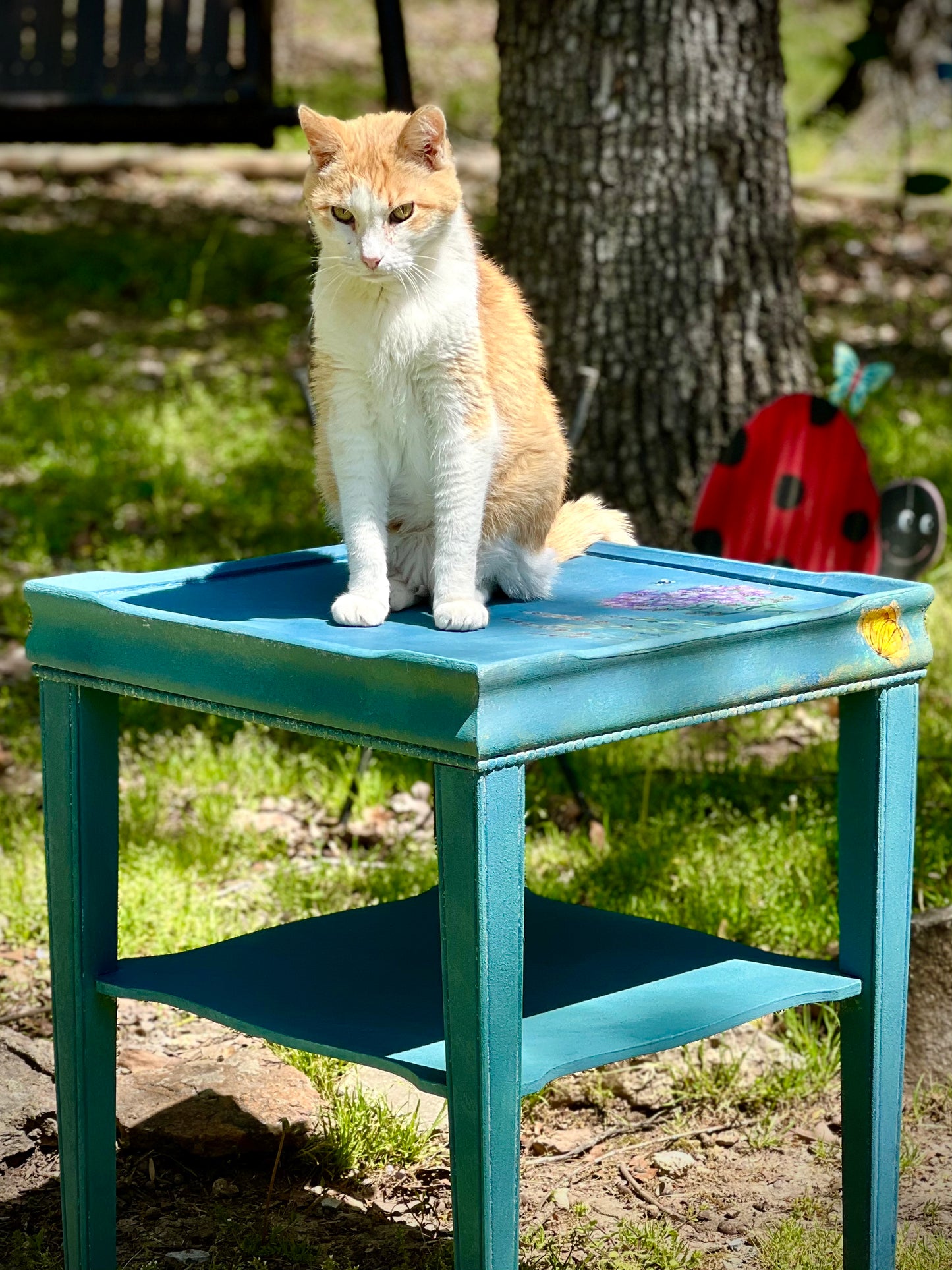 Whimsical Table painted with Annie Sloan Giverny and sealed with clear Annie Sloan Wax