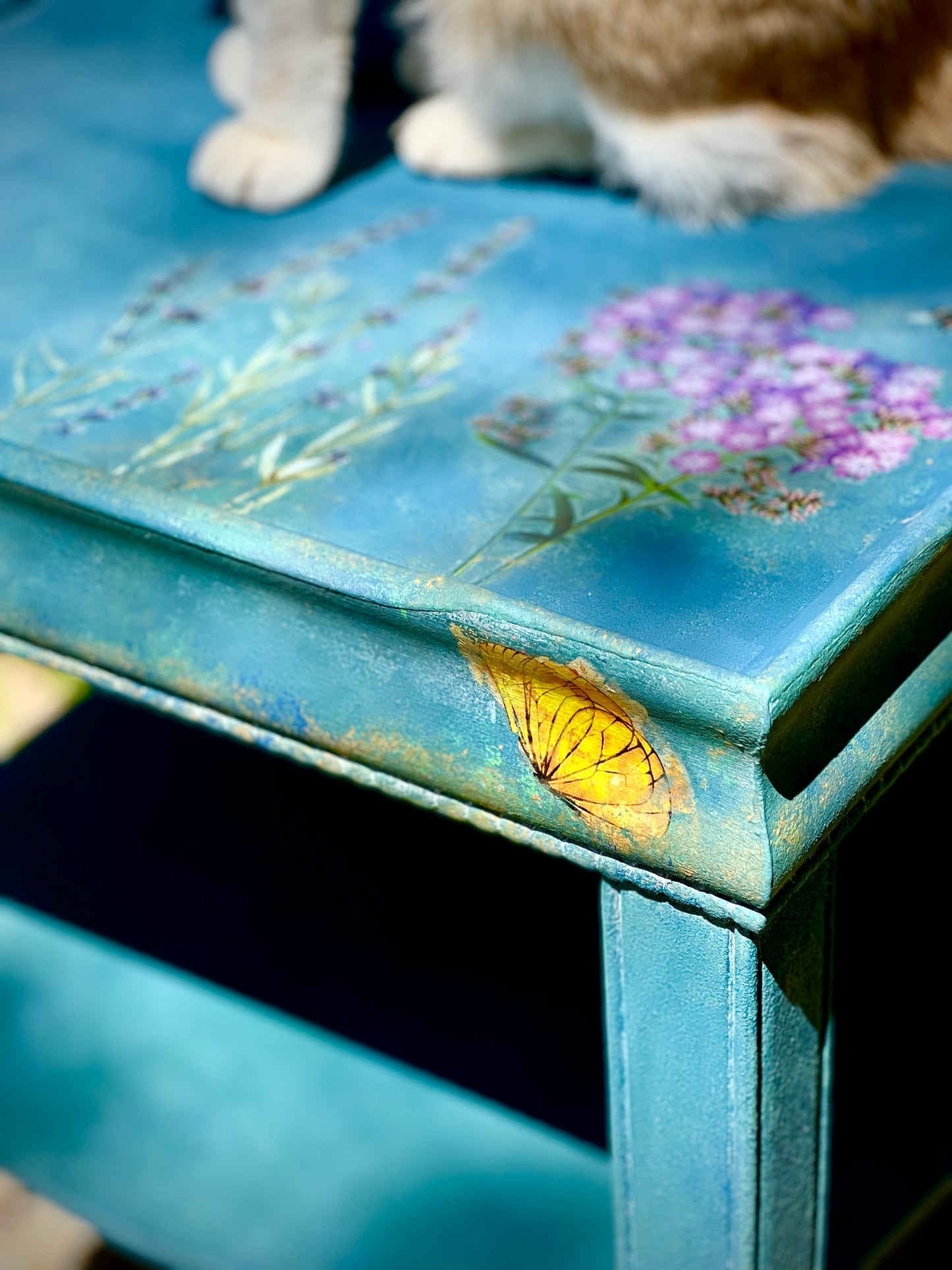 Whimsical Table painted with Annie Sloan Giverny and sealed with clear Annie Sloan Wax