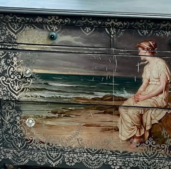 Lovely Distressed Lowboy with Mirror