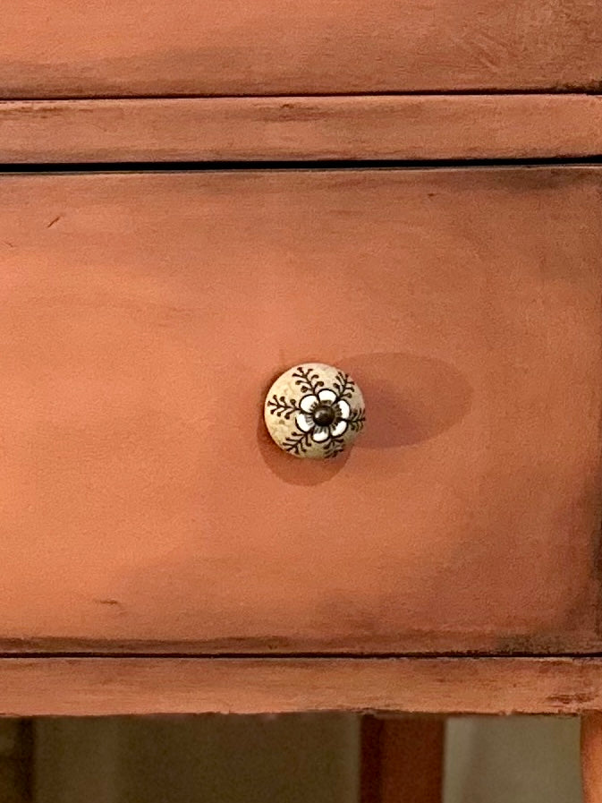 Stunning dresser buffet hand painted with Annie Sloan Scandinavian Pink and waxes with both clear and dark waxes.