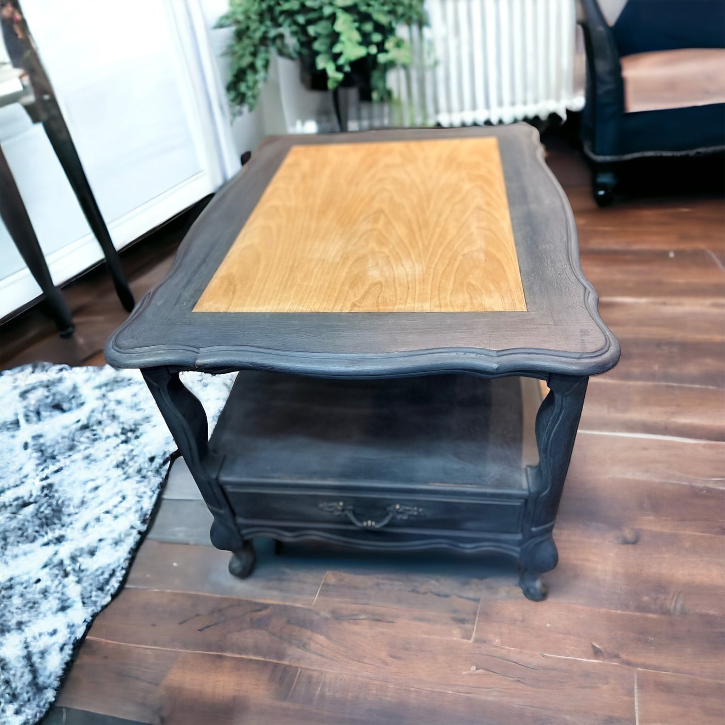 SOLD! Pair of Solid Wood Side / End Tables Hand Painted in a Gorgeous Denim Blue Like Color