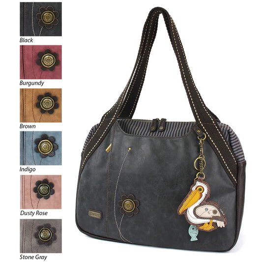 Chala Indigo Blue Bowling Bag Handbag Purse with Pelican