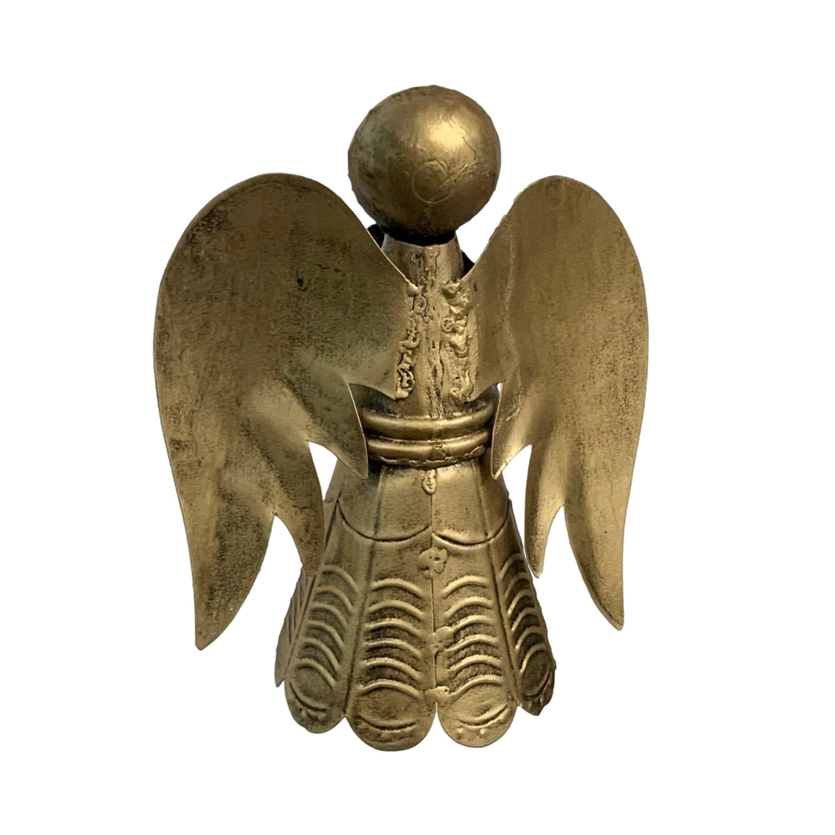 Upcycled Metal Angel with Cross Tabletop Figure