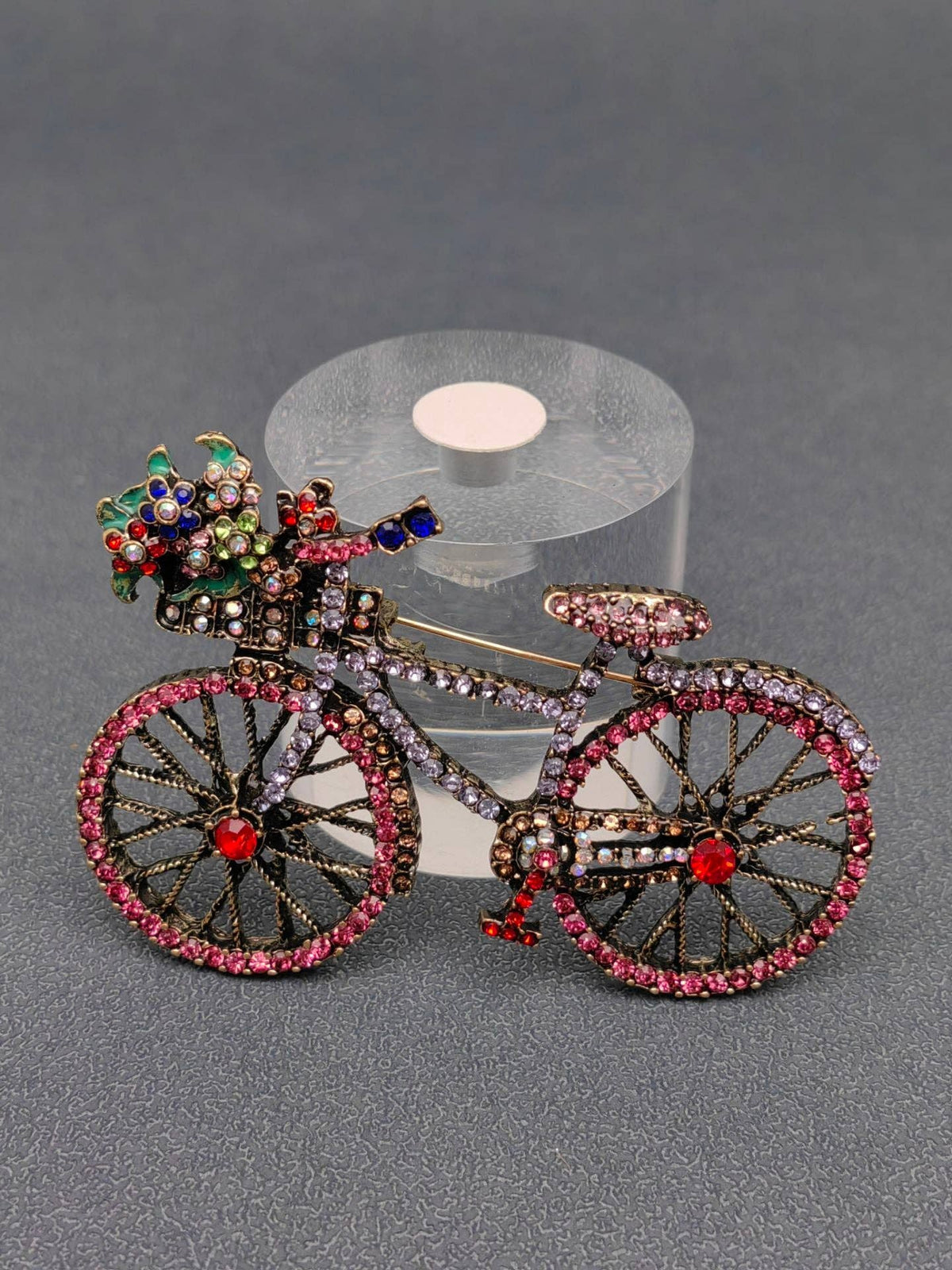 Creative Colorful Rhinestone Bicycle Brooch