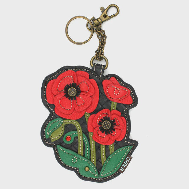 CHALA Red Poppy Keyfob, Coin Purse, Purse Charm