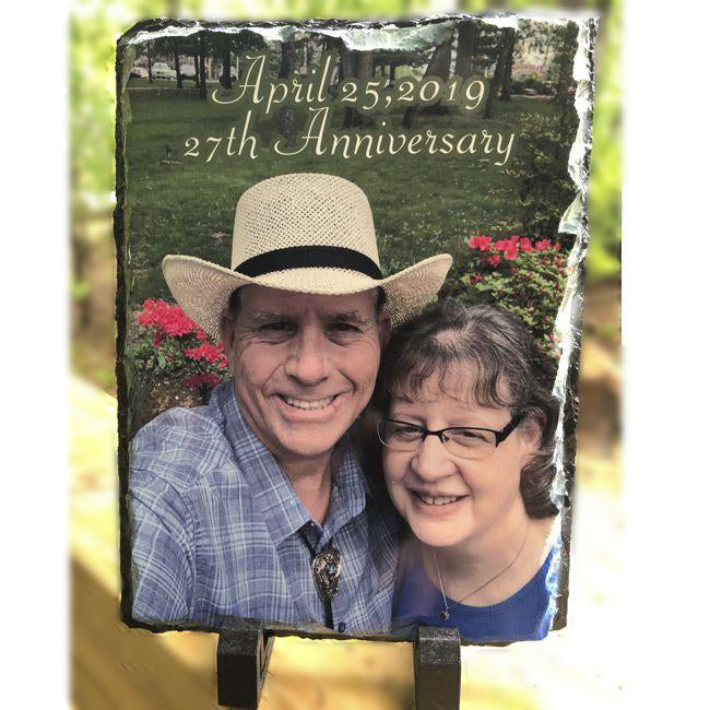 Wedding / Anniversary Slate Photo Plaques - Enchanted Memories, Custom Engraving & Unique Gifts