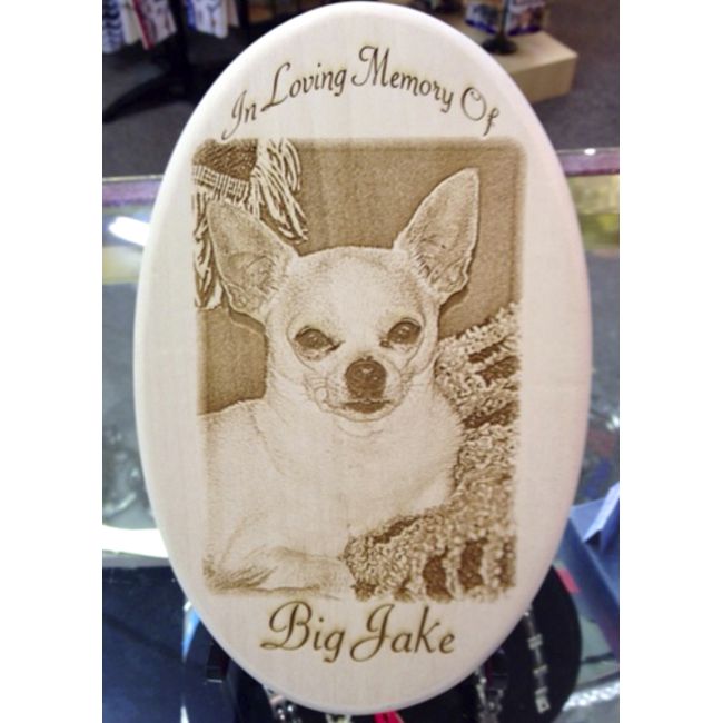 What a beautiful memorial for your best friend. Engraved with your special pet photo to commemorate the life of your sweet furbaby!