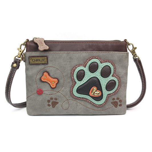 CHALA Mini Crossbody Paw Print Gray - Enchanted Memories, Custom Engraving & Unique Gifts