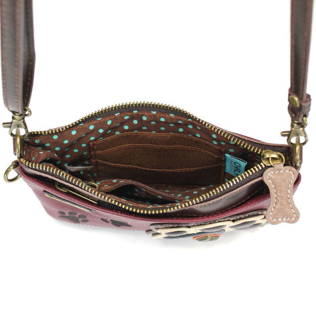 CHALA Mini Crossbody Paw Print Maroon - Enchanted Memories, Custom Engraving & Unique Gifts