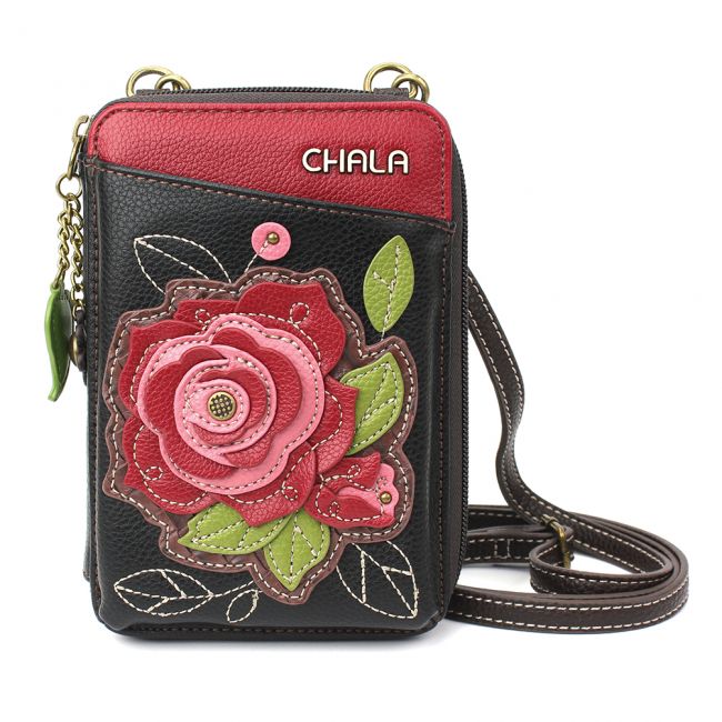 Chala Wallet Crossbody Bag, Rose on Black Chala Wallet Crossbody Bag, Rose on Black