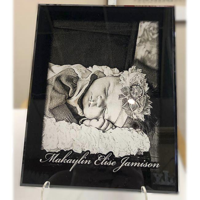 Baby Picture Etched Personalized Photo Plaque for Newborn | Enchanted Memories, Custom Engraving & Unique Gifts