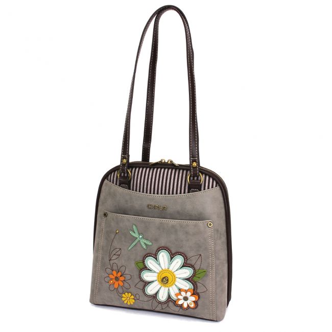 Chala Backpack with Daisy Flower. A beautiful, functional gift for lovers of spring and flowers.