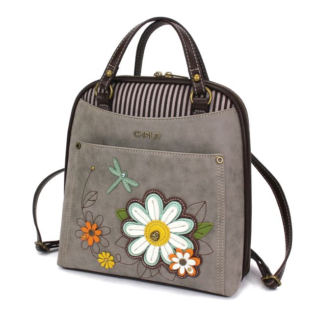 Chala Backpack with Daisy Flower. A beautiful, functional gift for lovers of spring and flowers.