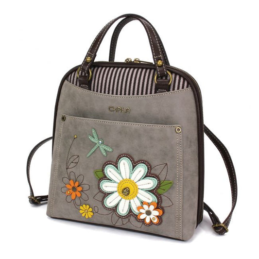 Chala Backpack with Daisy Flower. A beautiful, functional gift for lovers of spring and flowers.