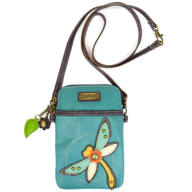 CHALA Crossbody Cell Phone Case - Dragonfly Teal - Enchanted Memories, Custom Engraving & Unique Gifts