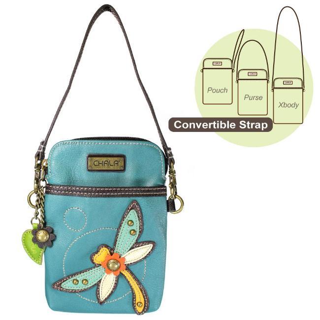 CHALA Crossbody Cell Phone Case - Dragonfly Teal - Enchanted Memories, Custom Engraving & Unique Gifts