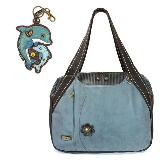 CHALA Bowling Bag Dolphin Indigo Blue Handbag Purse Sea Life