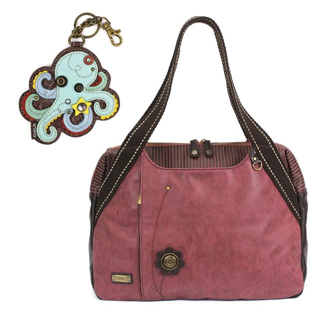 CHALA Bowling Bag Octopus Handbag Burgundy Purse | Enchanted Memories