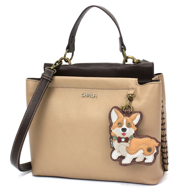 CHALA Corgi Charming Satchel Handbag Dog Lovers Purse 