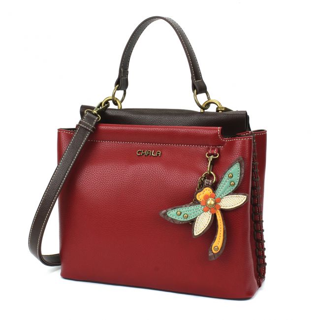 Chala Charming Satchel Purse with adorable dragonfly keyfob. The perfect gift for any dragonfly or nature lover.