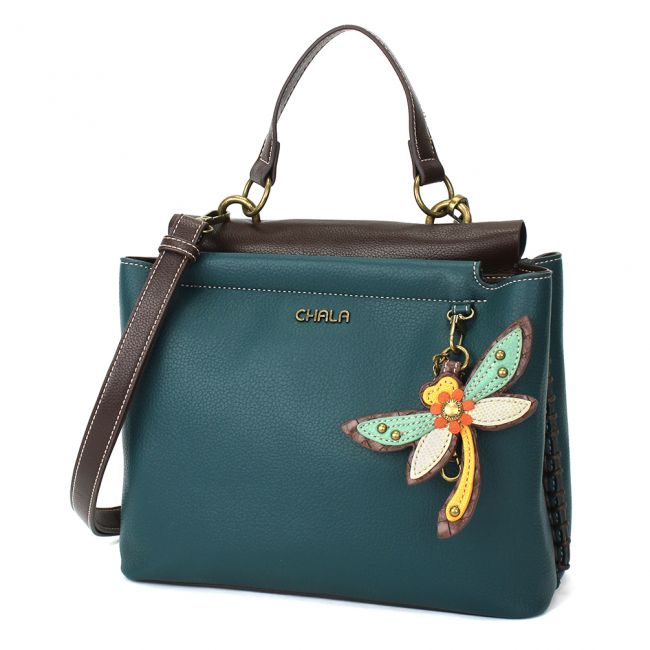 Chala Charming Satchel Purse with adorable dragonfly keyfob. The perfect gift for any dragonfly or nature lover.