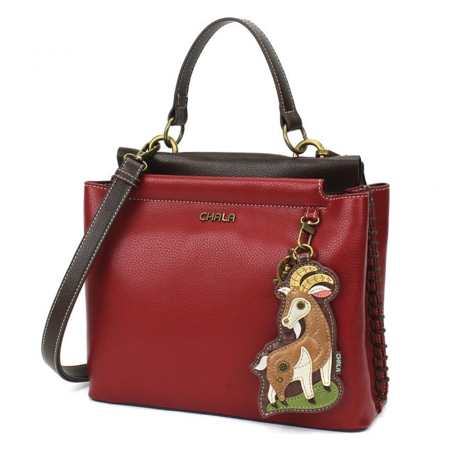 CHALA Charming Satchel Goat Handbag Purse is the perfect shoulder bag for goat and farm lovers.