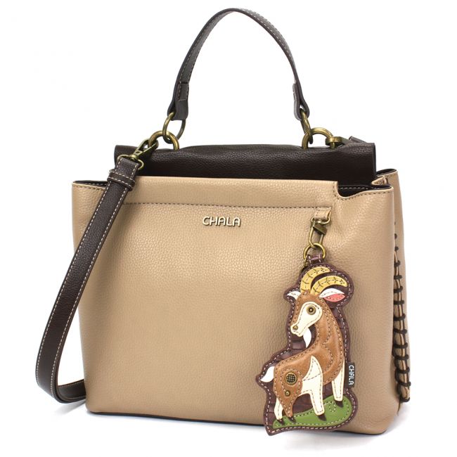 CHALA Charming Satchel Goat Handbag Purse is the perfect shoulder bag for goat and farm lovers.