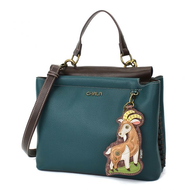 CHALA Charming Satchel Goat Handbag Purse is the perfect shoulder bag for goat and farm lovers.