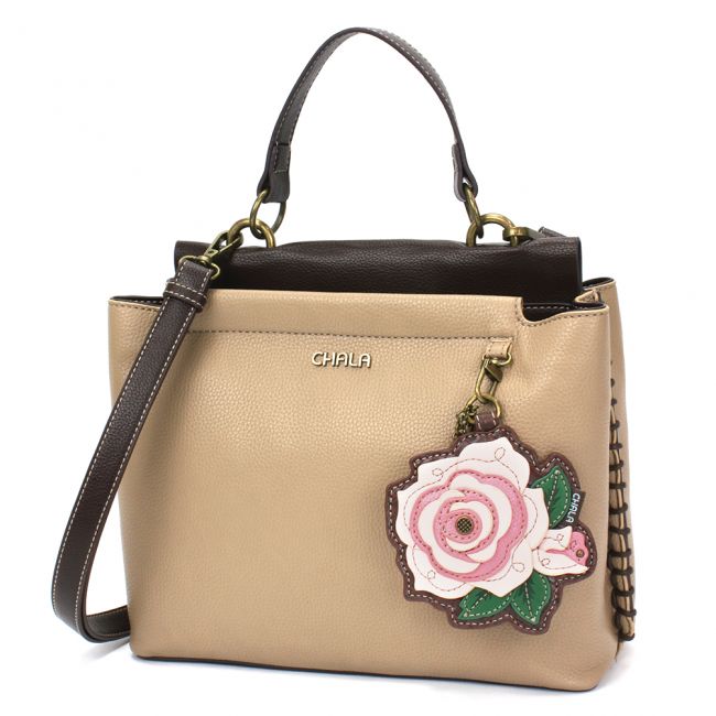 CHALA Charming Satchel Pink Rose Purse is the perfect handbag for rose lovers.