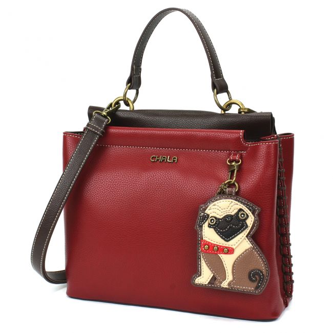 CHALA Charming Satchel Purse Pug Dog Lovers Handbag Dog Lovers Gift