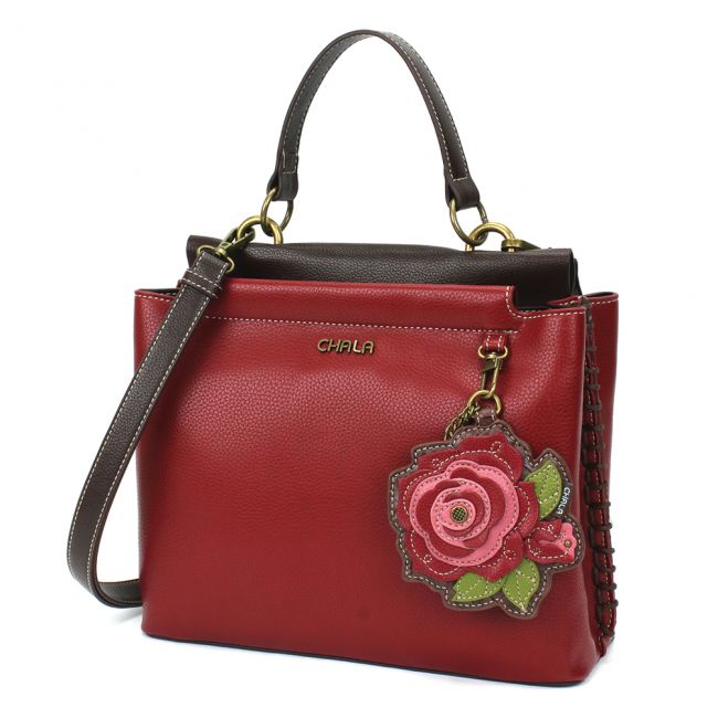 CHALA Charming Satchel Red Rose Purse is adorable with this beautiful red purse charm. Perfect gift for rose lovers!