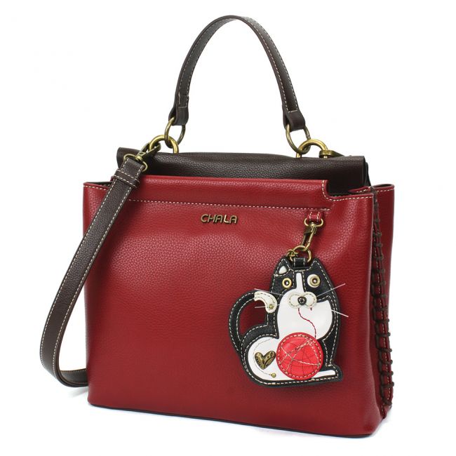 Chala Charming Satchel Tuxedo Cat Handbag Cat Purse for Feline Lovers