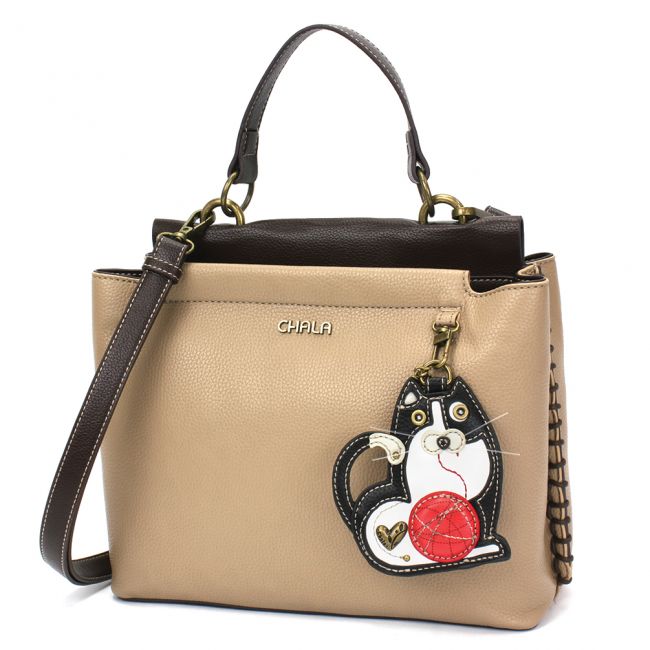 Chala Charming Satchel Tuxedo Cat Handbag Cat Purse for Feline Lovers