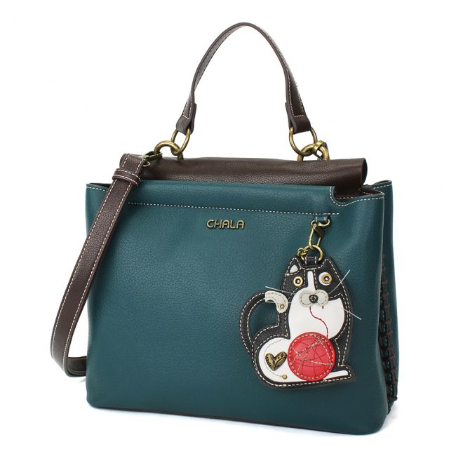 Chala Charming Satchel Tuxedo Cat Handbag Cat Purse for Feline Lovers