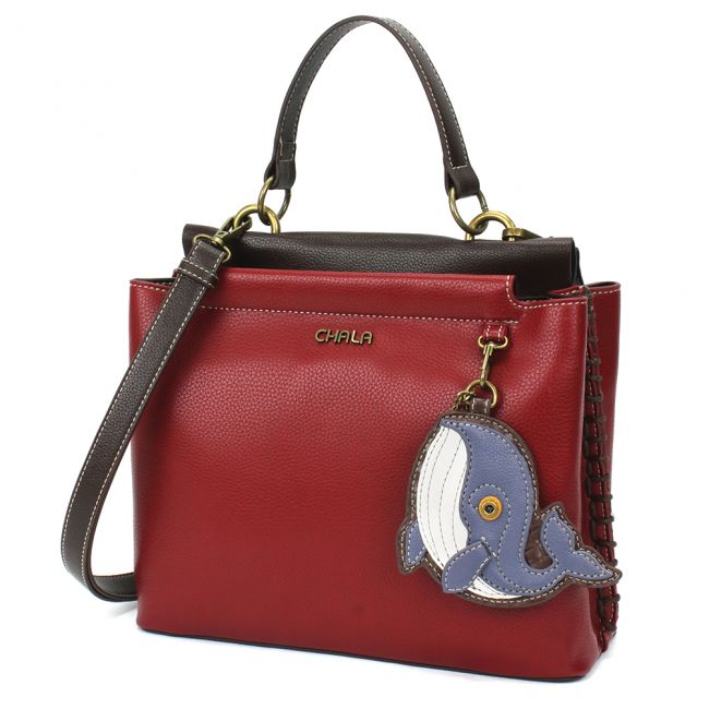CHALA Handbags Charming Satchel with Whale for all Whale, Ocean and Sea Lovers. The most adorable handbag you'll ever own.