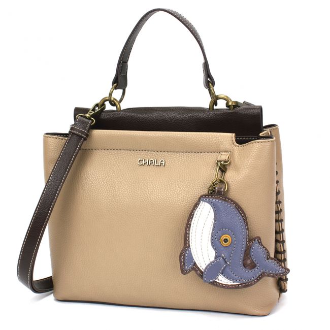 CHALA Handbags Charming Satchel with Whale for all Whale, Ocean and Sea Lovers. The most adorable handbag you'll ever own.