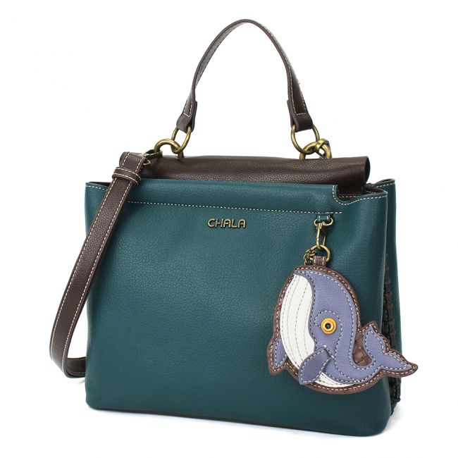 CHALA Handbags Charming Satchel with Whale for all Whale, Ocean and Sea Lovers. The most adorable handbag you'll ever own.