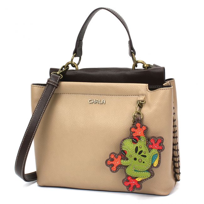 CHALA Handbags Charming Satchel with frog is the perfect purse for any frog or nature lover.