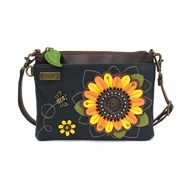 CHALA Mini Crossbody with a sunflower is the most adorable handbag you'll ever own. The perfect size crossbody for travel.