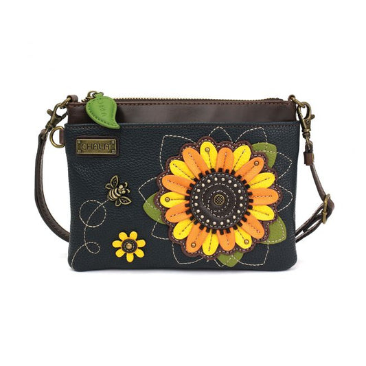 CHALA Mini Crossbody with a sunflower is the most adorable handbag you'll ever own. The perfect size crossbody for travel.