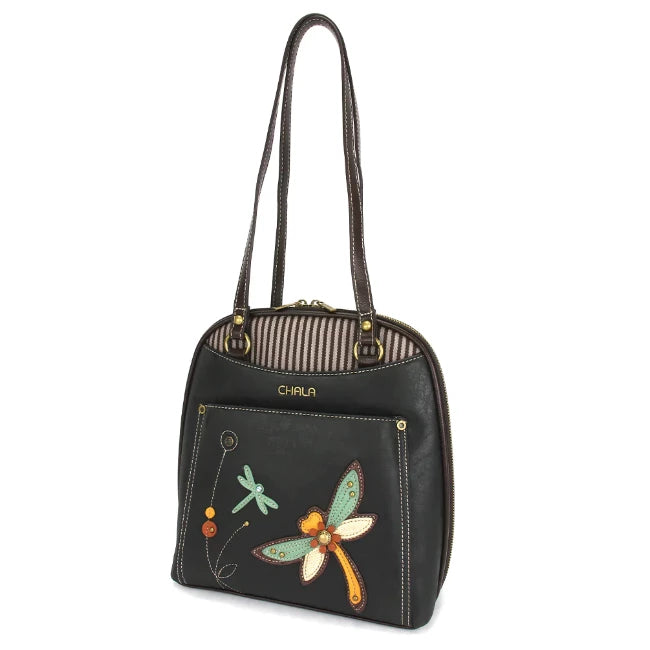 Our beautiful Chala Dragonfly Backpack is the most unique purse you'll ever own. So versatile and can be worn many different ways. The handbag for dragonfly lovers and lovers of nature.